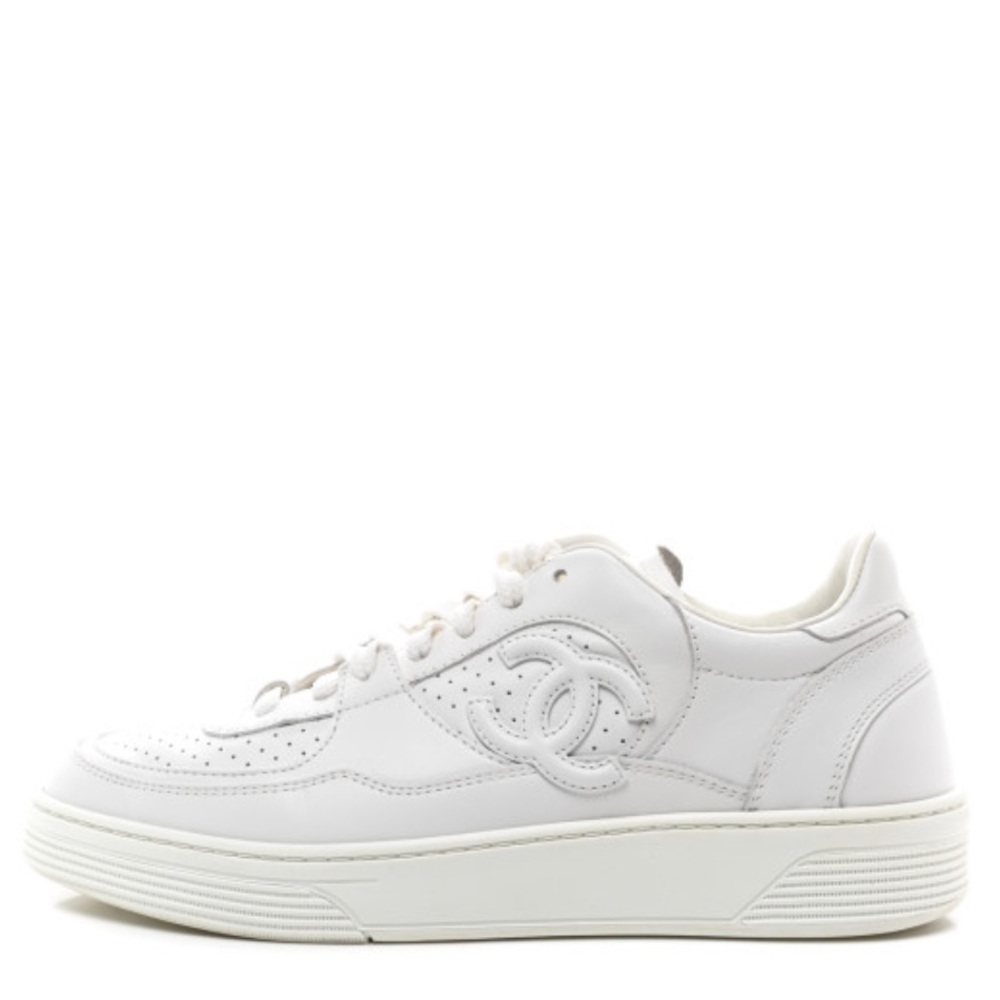 🤍CHANEL Calfskin CC Womens Sneakers. size 37.